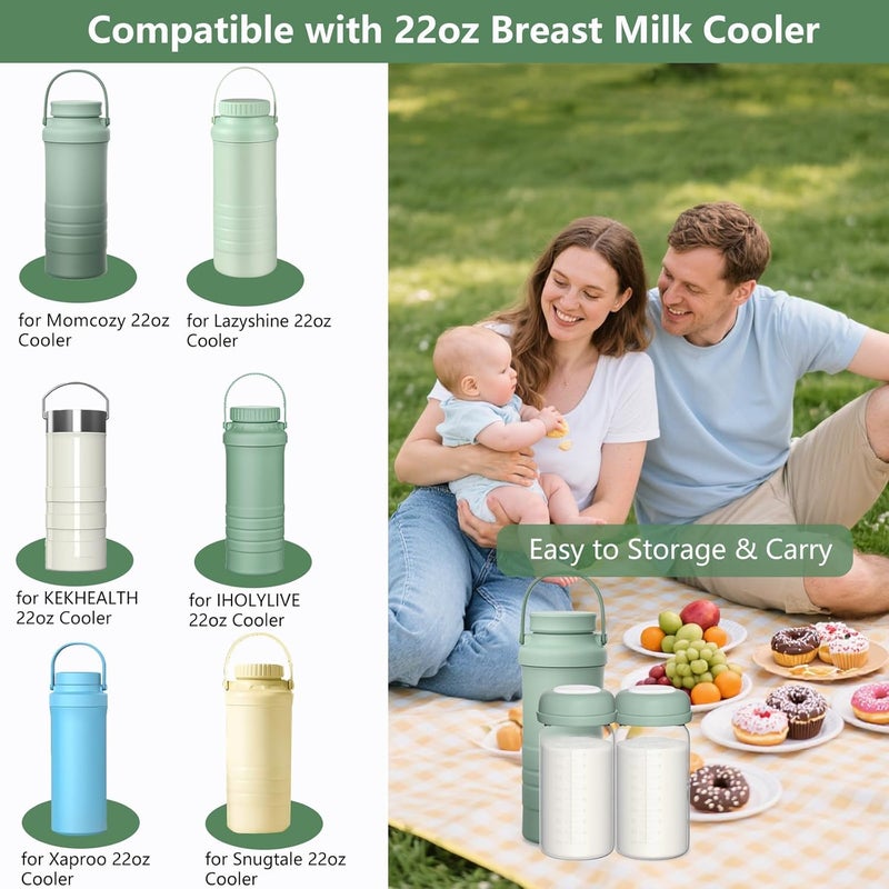 BDICOVE Breastmilk Storage Bottles Collection Bottles, 10oz Wide-Neck Breast Milk Container Compatible for Spectra S1 S2 SG Motif Luna Breast Pumps, Fit for 22oz Breast Milk Cooler & Fridge, 2 Packs - Image 3